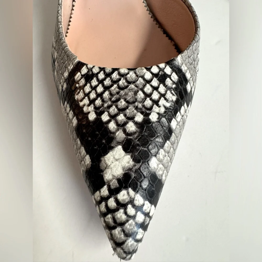 J Crew- Lucie Black and white snake embossed leather pump.Made in Italy.Size 10